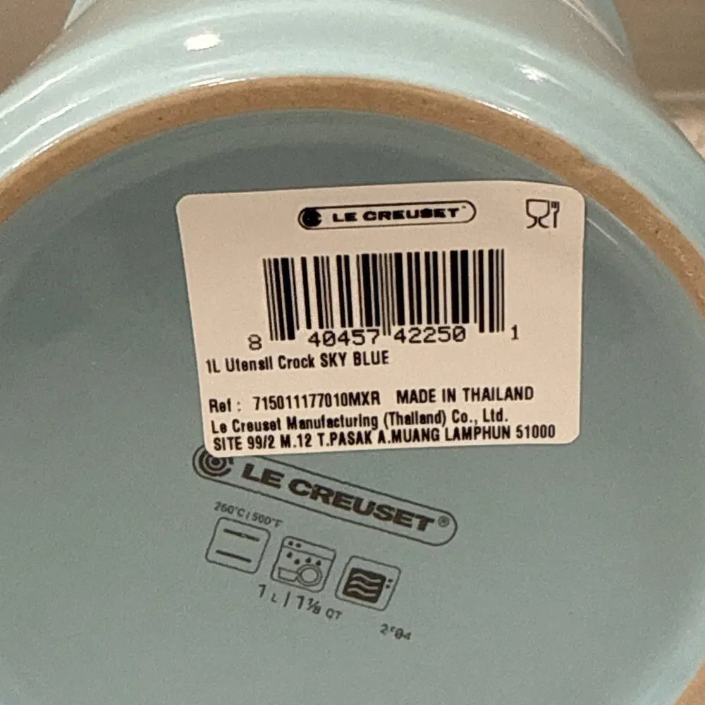 Le Creuset SKY BLUE Stoneware Utensil Crock Holder 1L Second Choix NEW